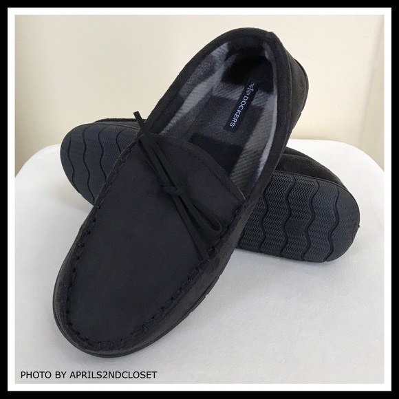 DOCKERS BLACK MOCCASINS MEMORY FOAM SLIPPERS A2C - Picture 2 of 8